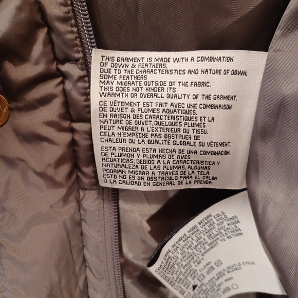 Anne Klein Lg. Goosedown Puffer Parka Removable Fur Trimmed Hood Taupe Worn Once - Picture 4 of 7